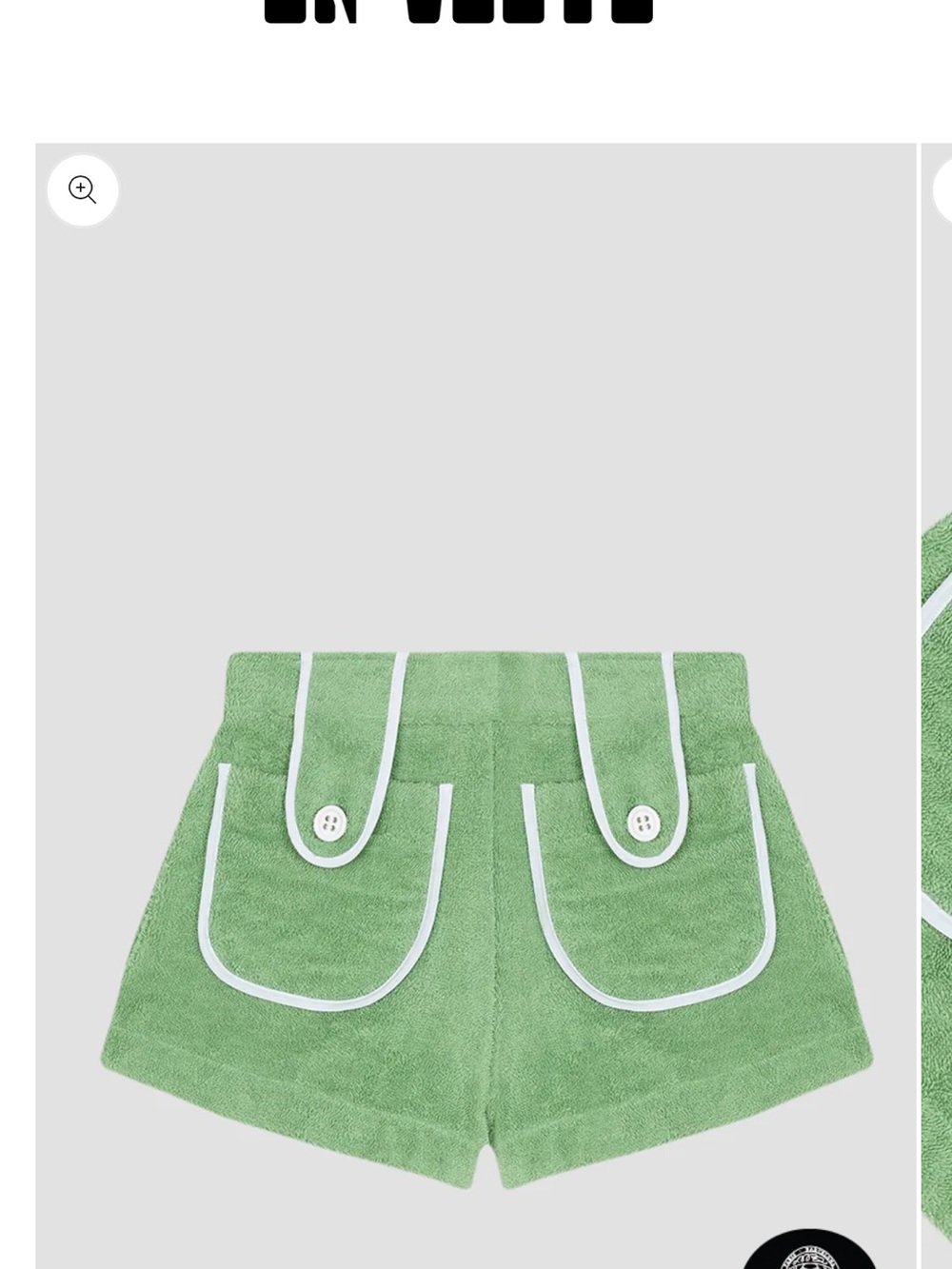 High-Waist Green Terry Shorts with White Piping